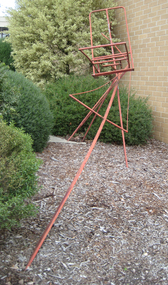 A red steel sculpture