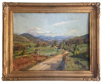 Painting, 'Road to Tallangatta' by Max Middleton, 1956