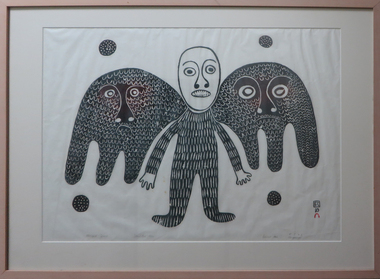 Work on paper - Soapstone print, Ningeeva, Winged Spirit, 1966