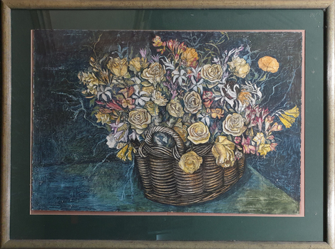 A basket of flowers on a table