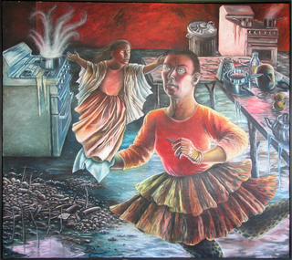 Painting - oil/oil stick on canvas, Untitled by Annie Burns