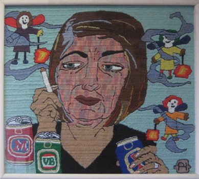 A woman smoking a cigarette