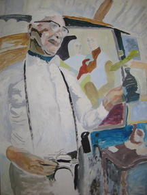 Painting - Oil on board, Neville Bunning, Self Portrait (unfinished) by Neville Bunning, 1997