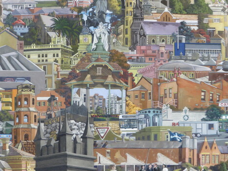 A painting showing key sites in Ballarat