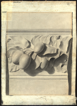 Drawing from a plaster cast of fruit