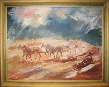 Oil on masonite, The Four-In-Hand IN a Storm