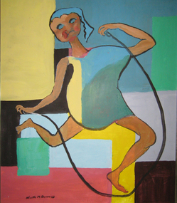 Oil on Masonite, Neville Bunning, 'Skipping Girl' by Neville Bunning
