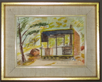 Watercolour on paper, 'Mission Wash Room' by Neville Bunning