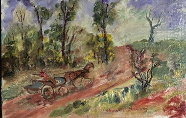 Oil painting, Neville Bunning, 'The Dalveen Braeside Road' by Neville Bunning