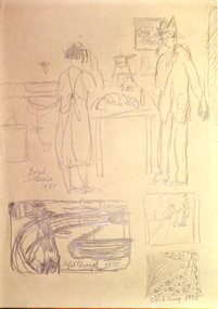 Drawing - Pencil on Paper, [Group of sketches] by Sybil Craig, 1935