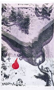 Linocut with Fabric overlay