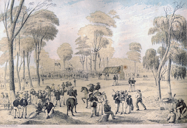 Print - Printmaking - Lithograph, Tulloch, David, 'Great Meeting of Gold Diggers Dec 15th 1851' by Thomas Ham, 1852