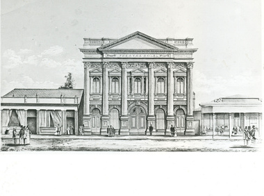 Printmaking - Lithograph, Cogne, Francois, Theatre Royal, Ballarat West, by Francois Cogne, 1859