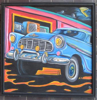 blue car
