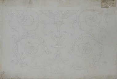 Drawing - Drawing - pencil on paper, [Scrolls with Central Eagle] by Charles Lamb, 1914