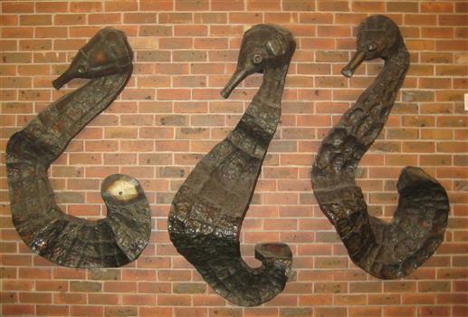 Three metal sculptures