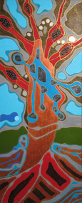 Painting - acrylic and gold leaf on canvas, Pauline O'Shannessy-Dowling, 'Flame Tree' by Pauline O'Shannessy-Dowling, 2005