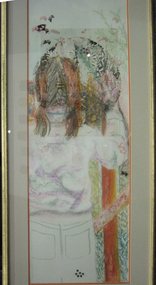 Work on paper - Conte and lino print on paper, 'Little Girl' by Beth Godfrey, 2005