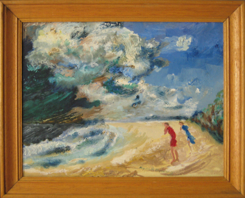 Oil on masonite, Storm over Merimbula - Pambula Beach by Neville Bunning