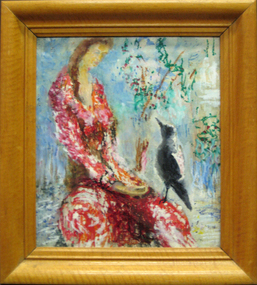 Oil on masonite, 'Bird Lover' by Neville Bunning
