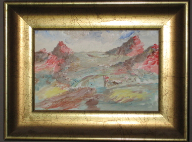 Oil painting on masonite, 'Landscape' by Neville Bunning
