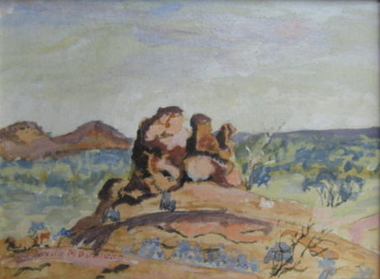 Watercolour on paper, Neville Bunning, 'The Three Sisters Central Australia' by Neville Bunning