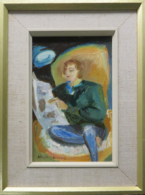 Oil on masonite, 'Girl in the Chair' by Neville Bunning
