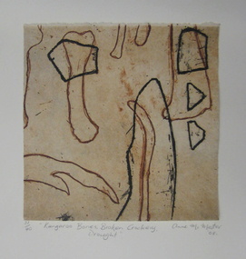 Printmaking - etching, 'Kangaroo Bones, Broken Crockery, Drought' by Anne McMaster, 2008