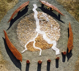 A sculptural campfire site