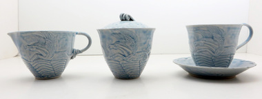 Ceramcis - carved porcelain, [Griffin teacup set], 1990