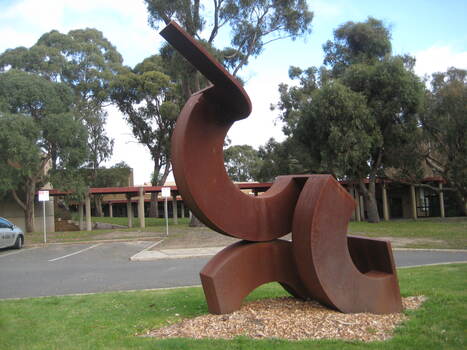 Metal sculpture located at Federation University, Ballarat
