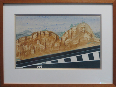 Acrylic on Paper, [Roadscape] by Bert Flugelman, 1962