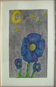 Painting - conte & paint, [Blue Flowers], c2005