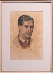 Drawing - Conte on paper, Portrait of David Alexander, 1947 by Geoffrey Mainwaring, 1947