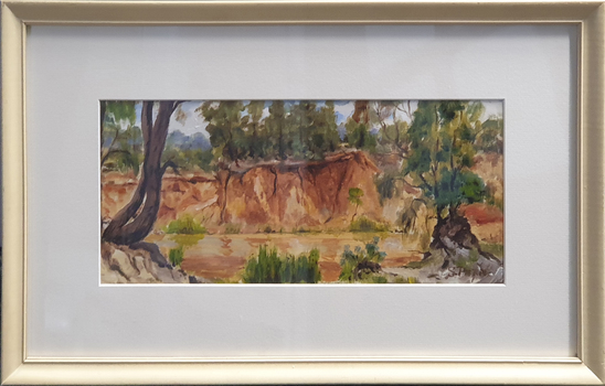 Framed landscape painting
