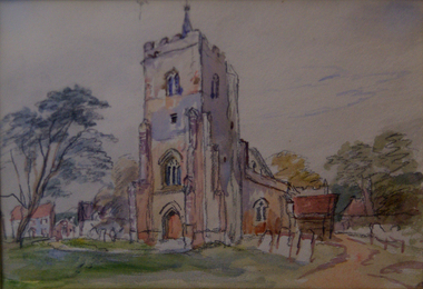 Drawing - Watercolour, Sandy Church Bedfordshire 1854