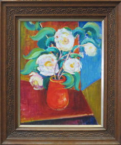 Still life with red vase