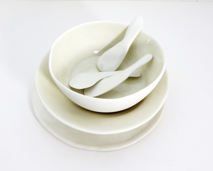 Ceramic bowl and utensils