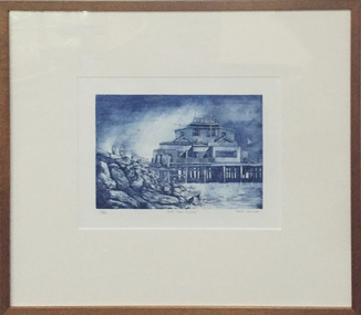 Work on paper - Artwork - printmaking, Tony Irving, "The Old Kiosk, St. Kilda" by Tony Fraser, 1984