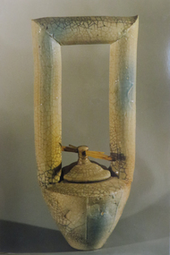 Ceramic - Artwork - Ceramics, 'Raku Lidded Pot with Tall Handle' by Bruce Anderson, c1984