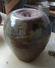 Ceramic - Artwork - Ceramics, [Bulbous Lidded Pot] by Sandra Johnstone, c1985