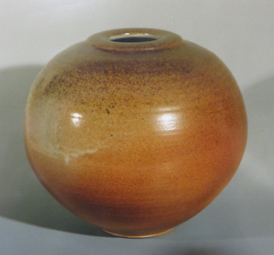 Ceramic - vessel, Woodfired Bulbous Pot by Greg Crowe, c1986