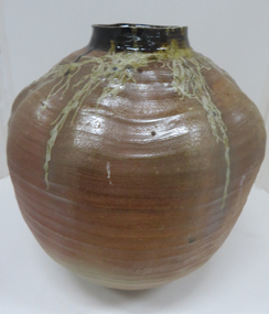 Ceramic - Artwork - Ceramics, Ana-Gama Wood Fired Iron Stoneware Pot with Natural Flyash Glazing by Les Clough, c1982