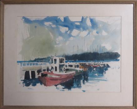 Boats by a pier