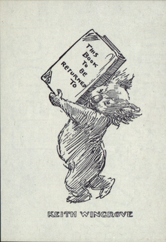 Bookplate featuring a koala carrying a book