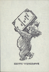 Bookplate featuring a koala carrying a book