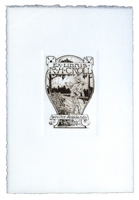 Work on paper - Bookplate, John Shirlow, "Ex Libris R.H. Croll Solvitur Ambulando" by John Shirlow