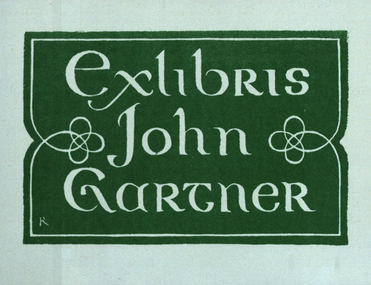 Bookplate, 'Ex Libris John Gartner'