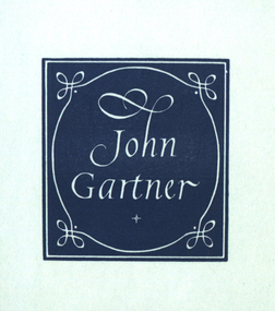 Bookplate, 'John Gartner'