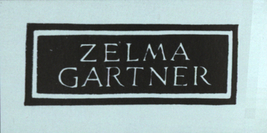Bookplate, 'Zelma Gartner'